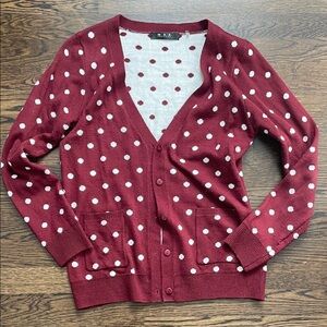 Maroon Polka Dot Cardigan
